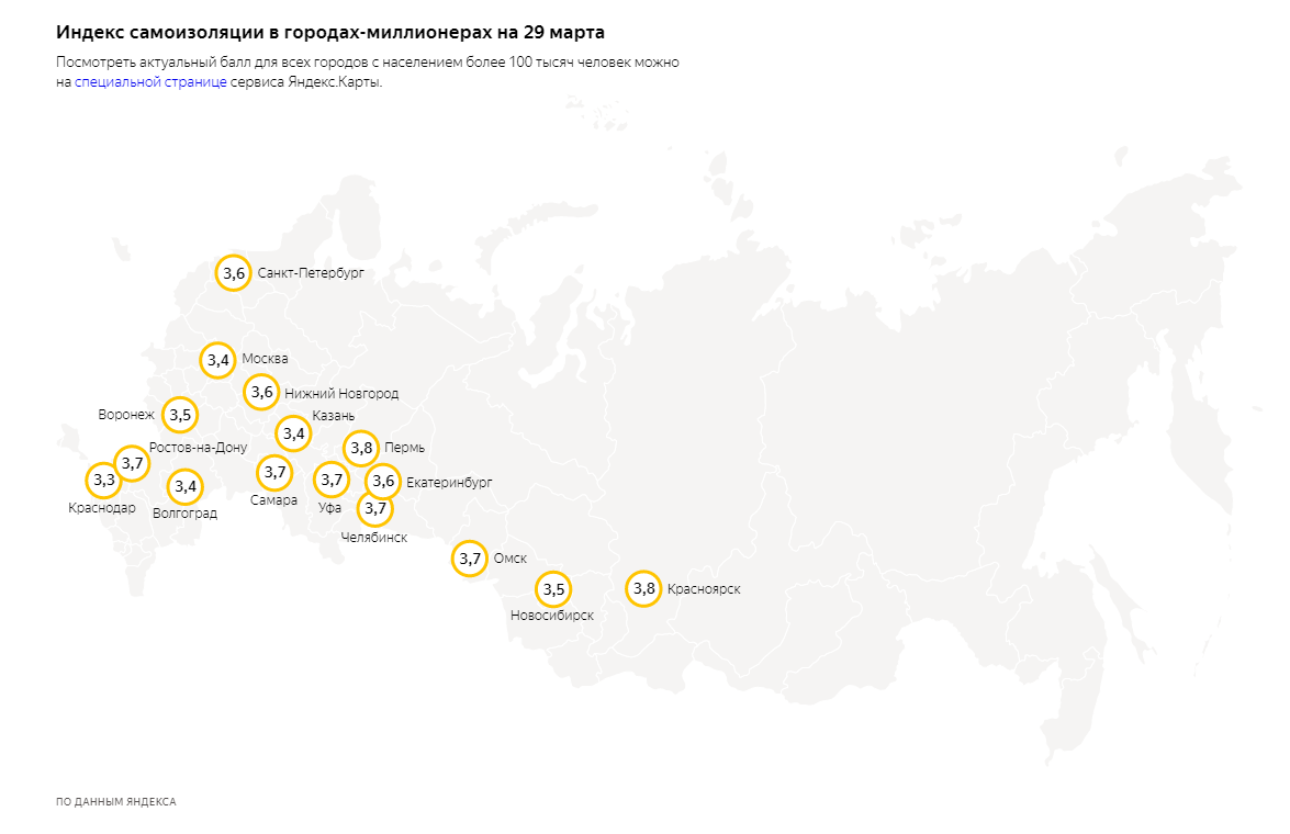 Яндекс» создал индекс самоизоляции городов