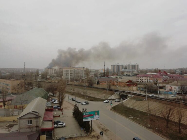 В Волгограде тушат пожар в пойме реки Царица