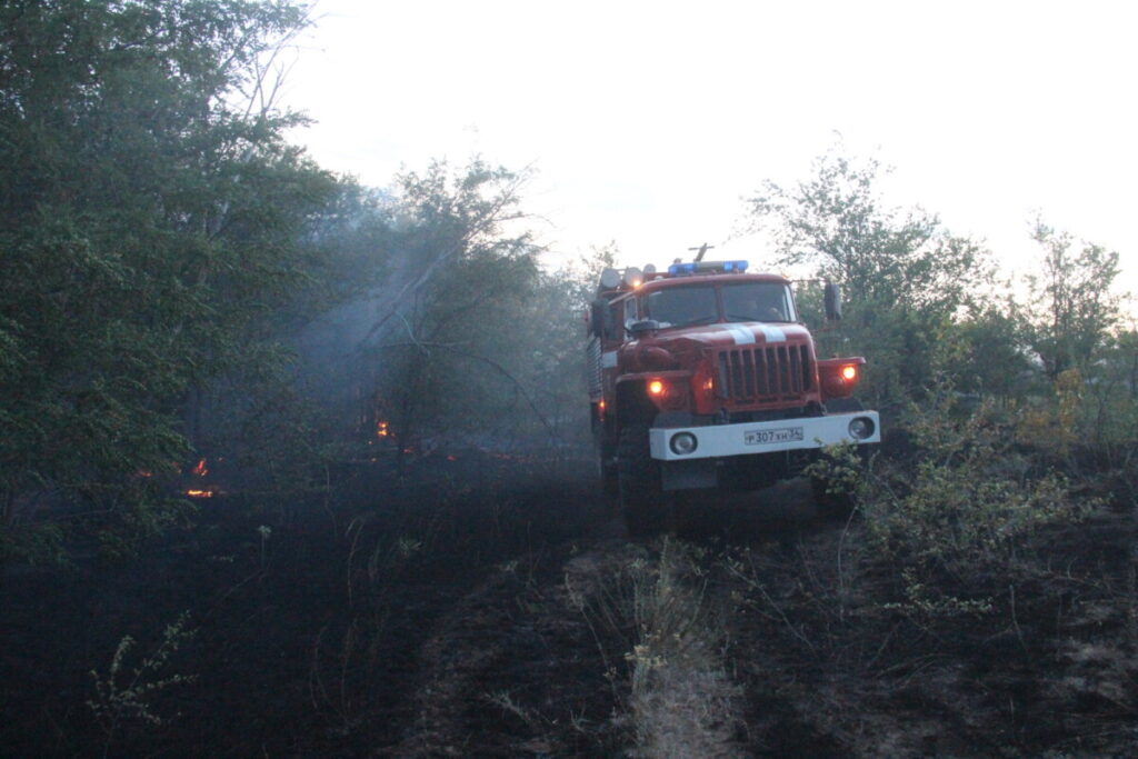 В Волгоградской области всю ночь тушили крупные природные пожары