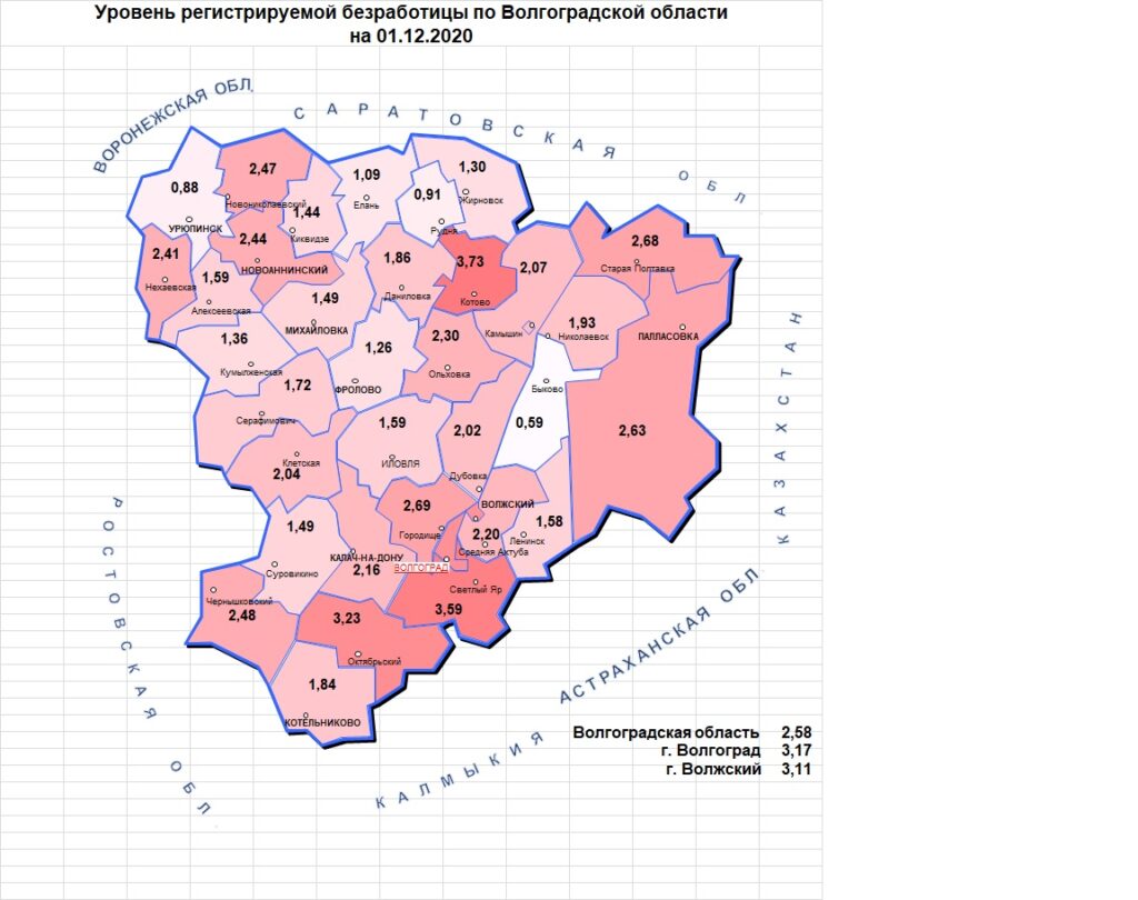 Названы районы Волгоградской области, где больше всего безработных